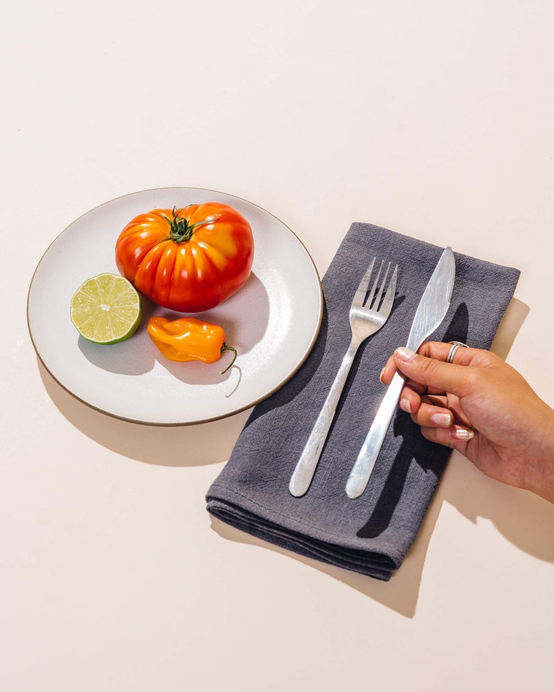 Caldo Linen Dinner Napkins - Rustic- Soft and Durable Cloth - Washable and Reusable- 4 Pack - 20x20 inch (Slate) - Image 4
